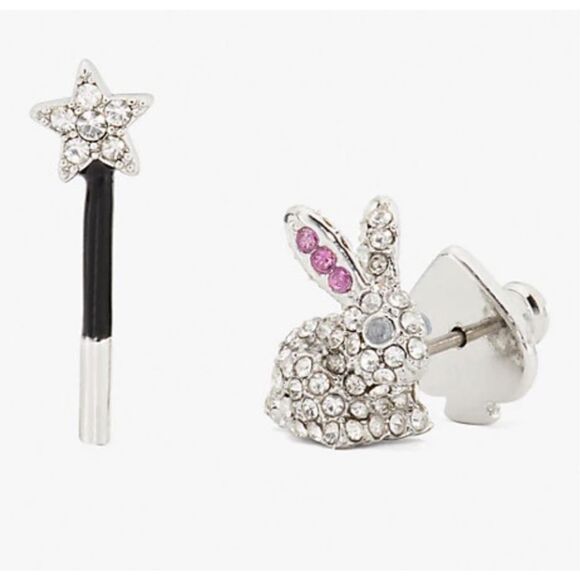 Kate Spade NWT earrings - Starring bunny magic asymmetrical studs - Picture 1 of 7